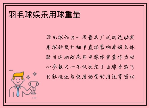羽毛球娱乐用球重量